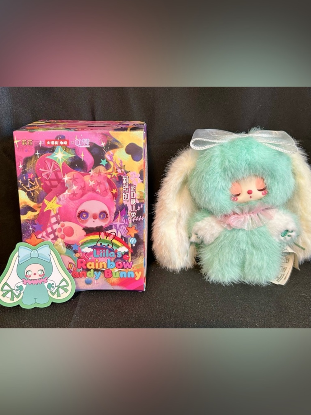 Lilla's Rainbow Candy Bunny Plush - Cyan